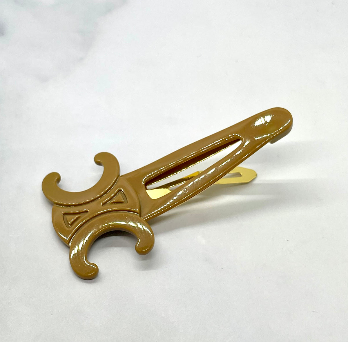 CELINE Tan Hair Clip Barrette - Pre owned