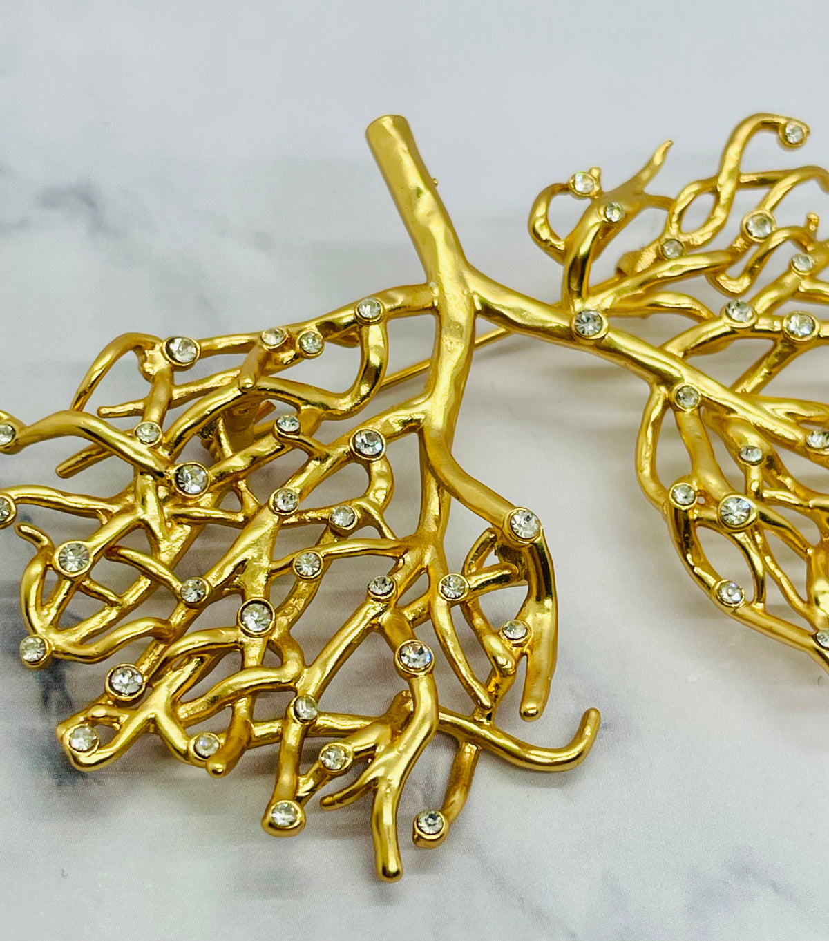 SCHIAPARELLI Branch Lungs Rhinestone Brooch Pin - Pre owned