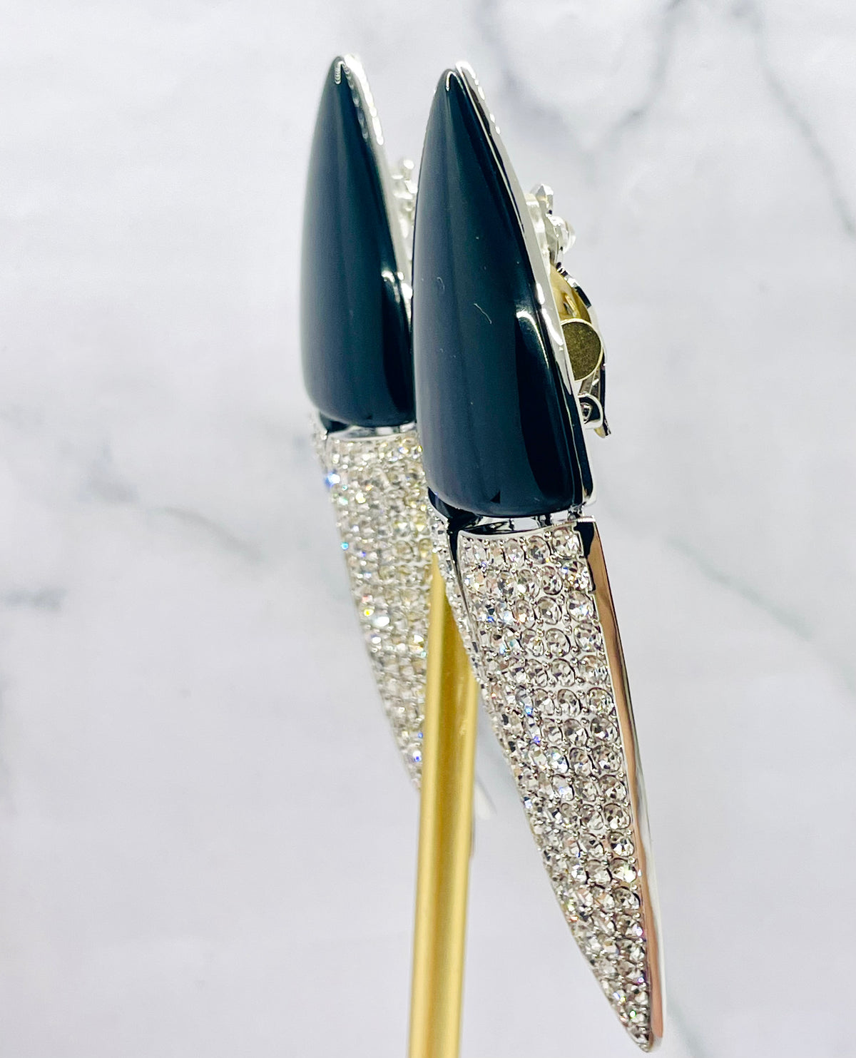 YSL YVES SAINT LAURENT Resin & Rhinestone Earrings - Pre owned