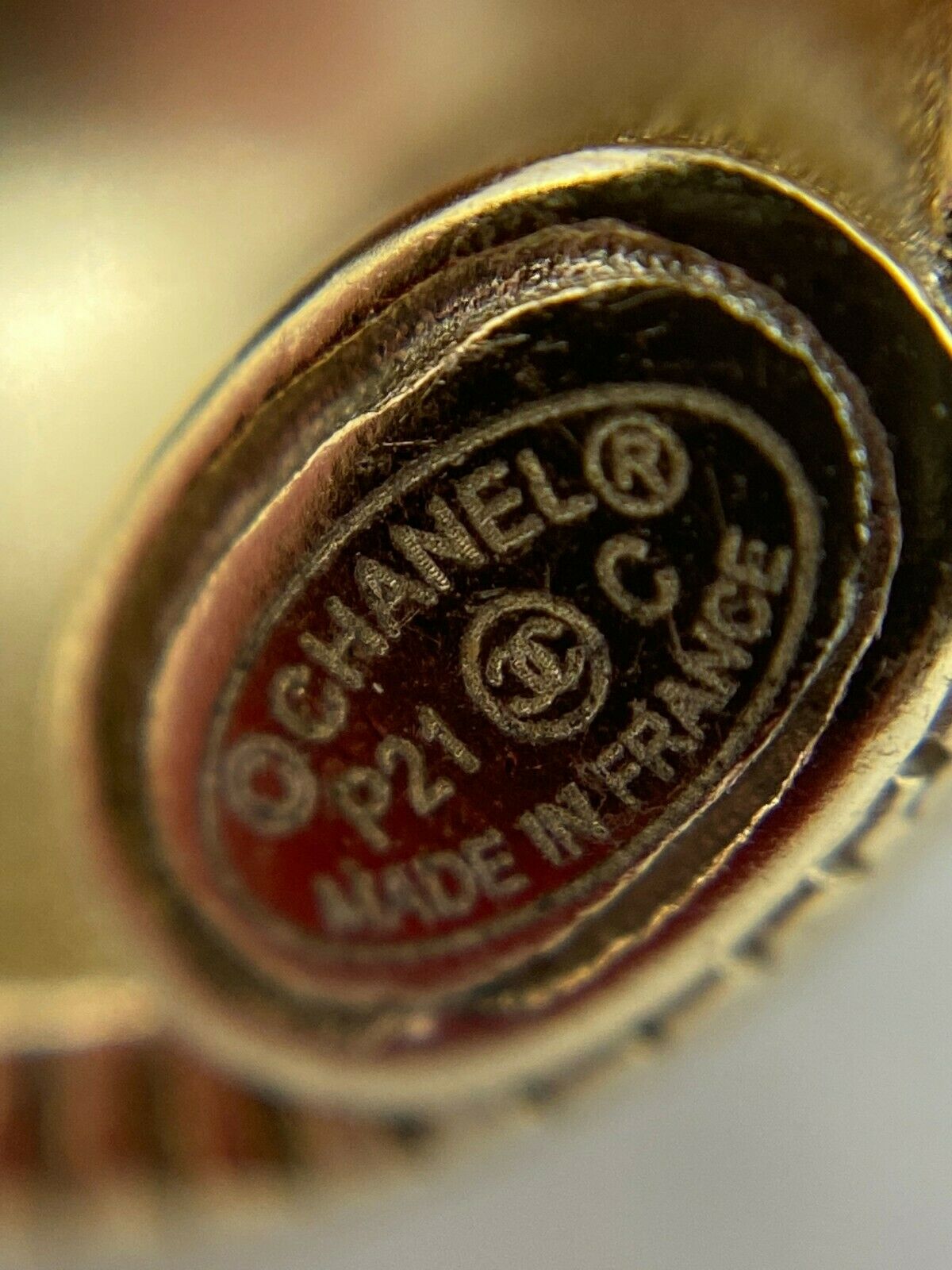 CHANEL CC Gold Tone & Rhinestone Button Earrings - USED