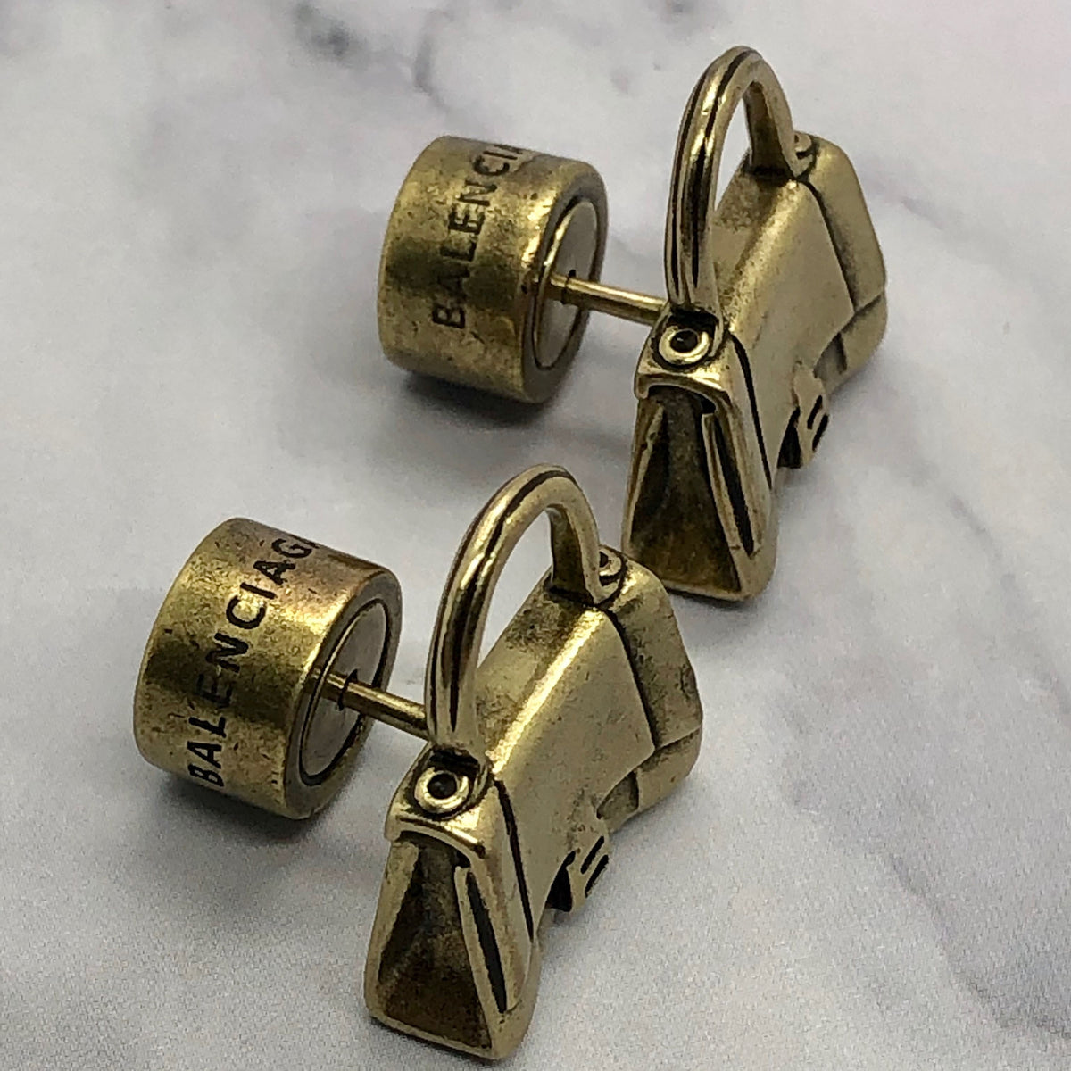 BALENCIAGA Brass Handbag Earrings - Pre owned