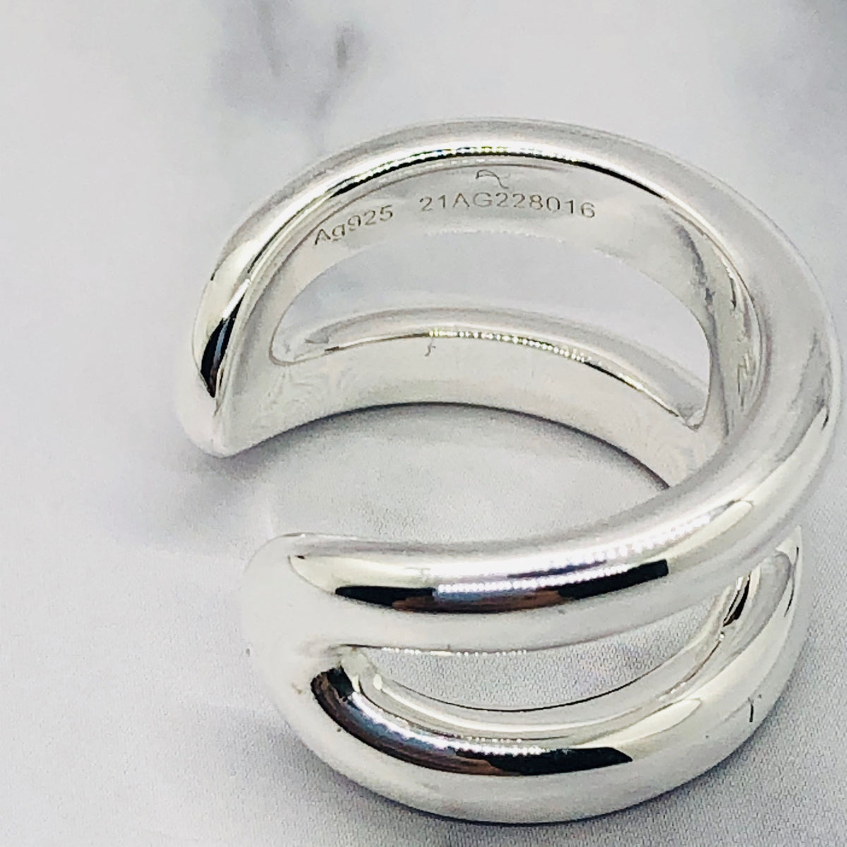 HERMES Silver Tone Ring Size 7 M - Pre owned