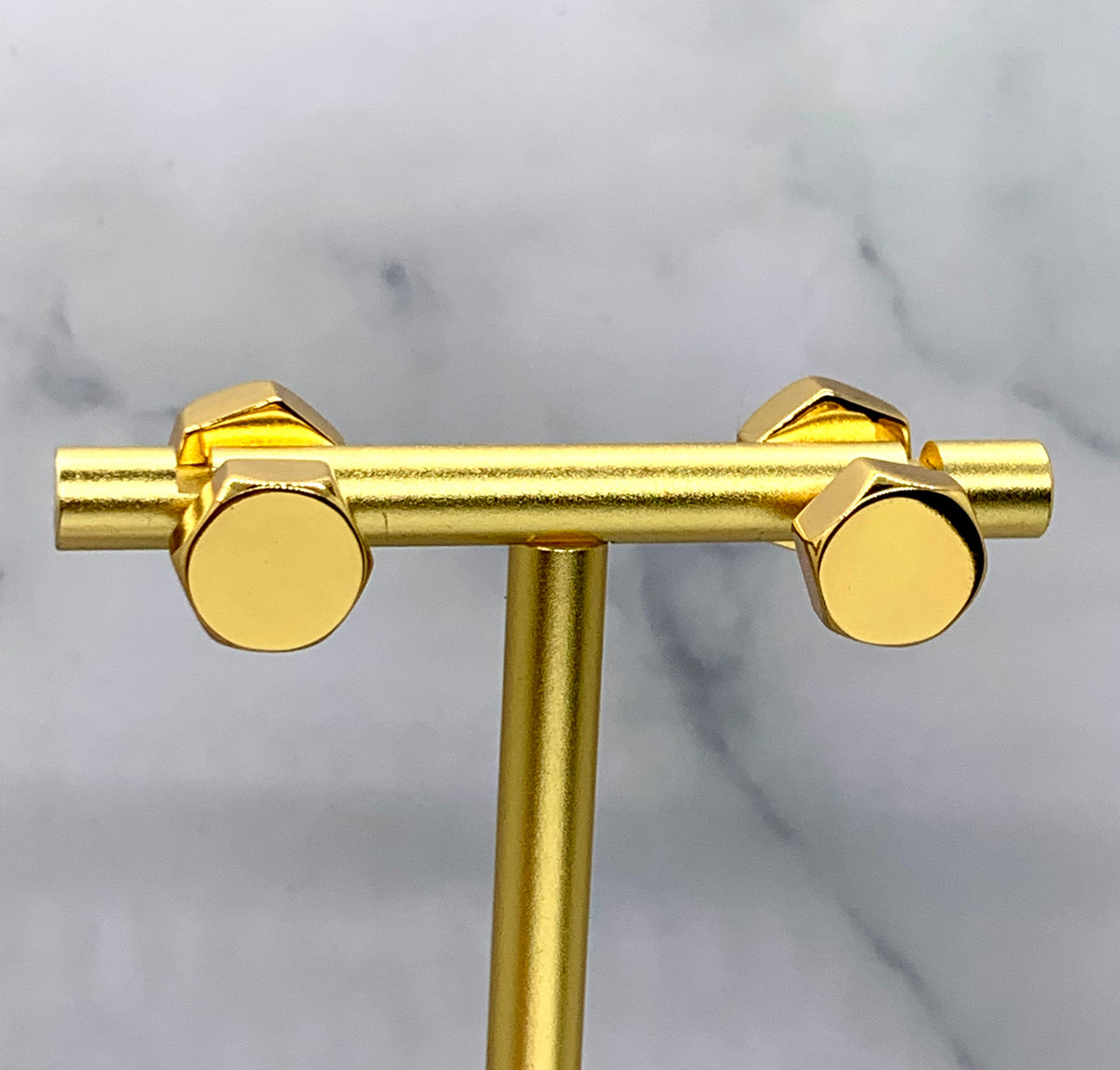 BALENCIAGA Gold Tone Bolt Screw Earrings - Pre owned