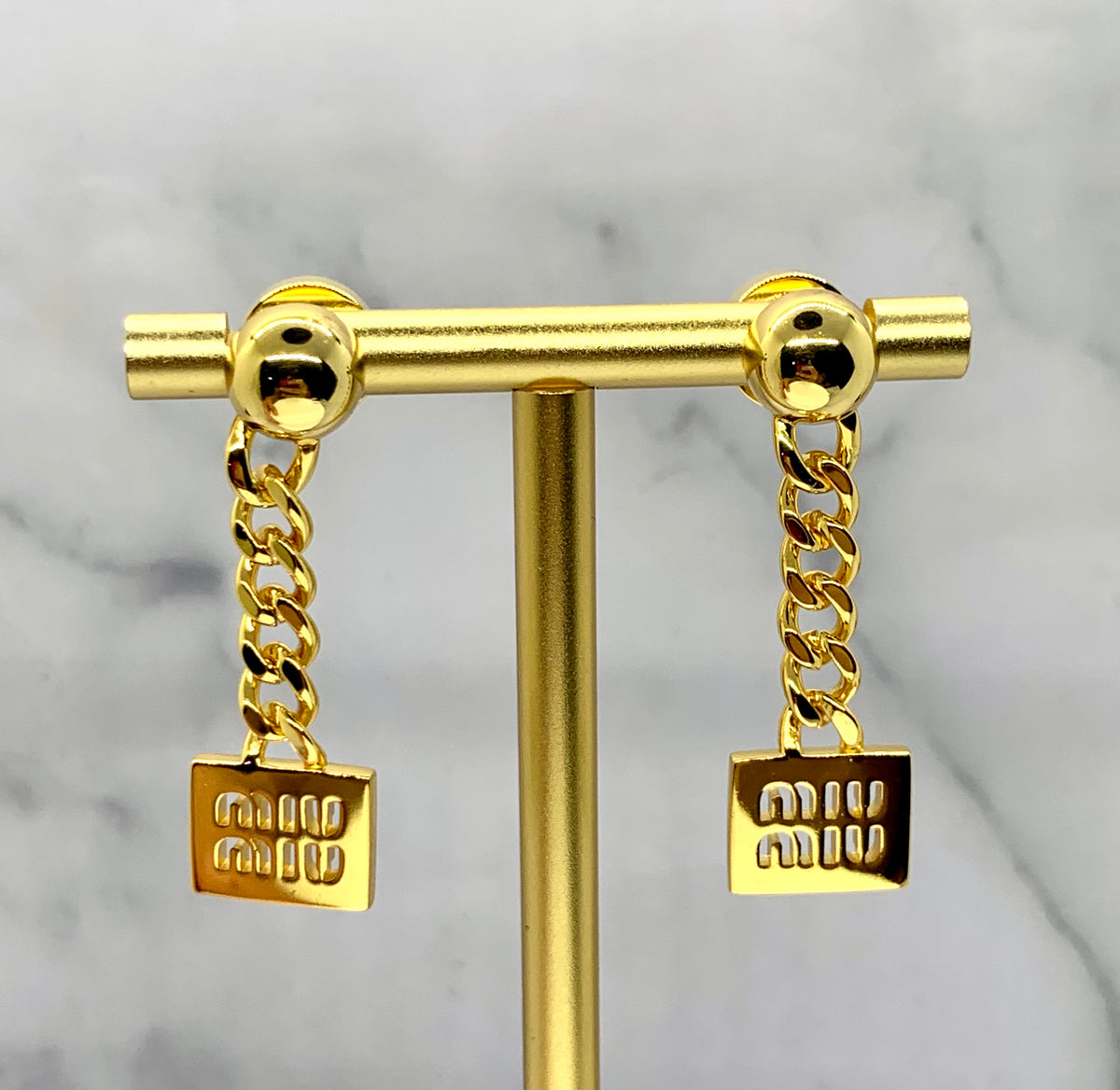 MIU MIU Gold Tone Pendant Earrings - Pre owned