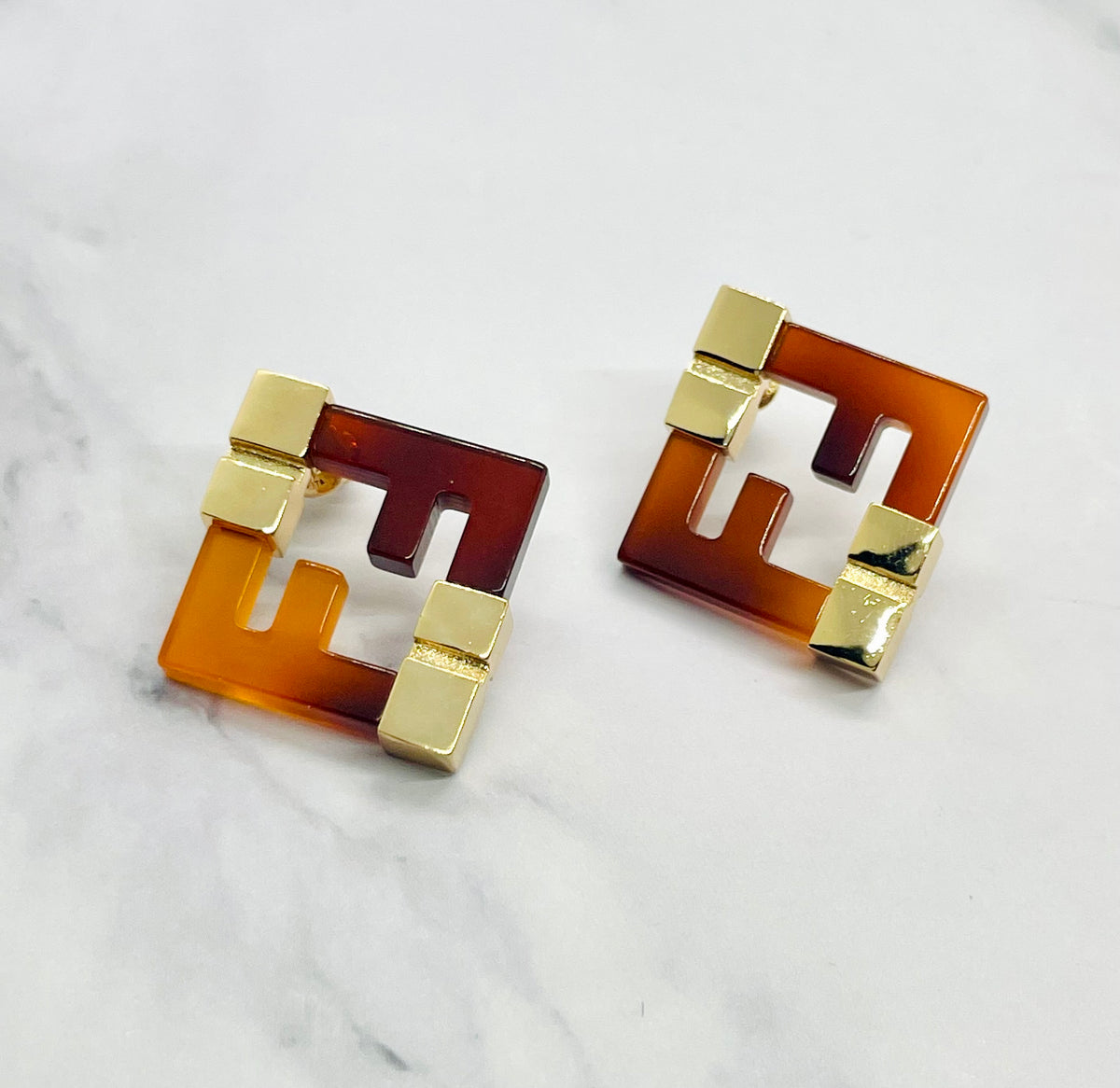 FENDI FF Amber Monogram Earrings - Pre owned