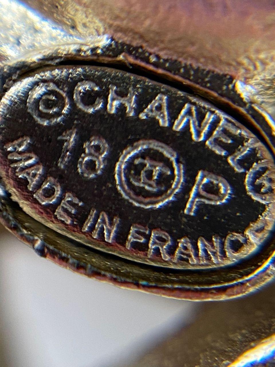 CHANEL CC Gold Tone Rhinestone Camelia Brooch Pin - USED