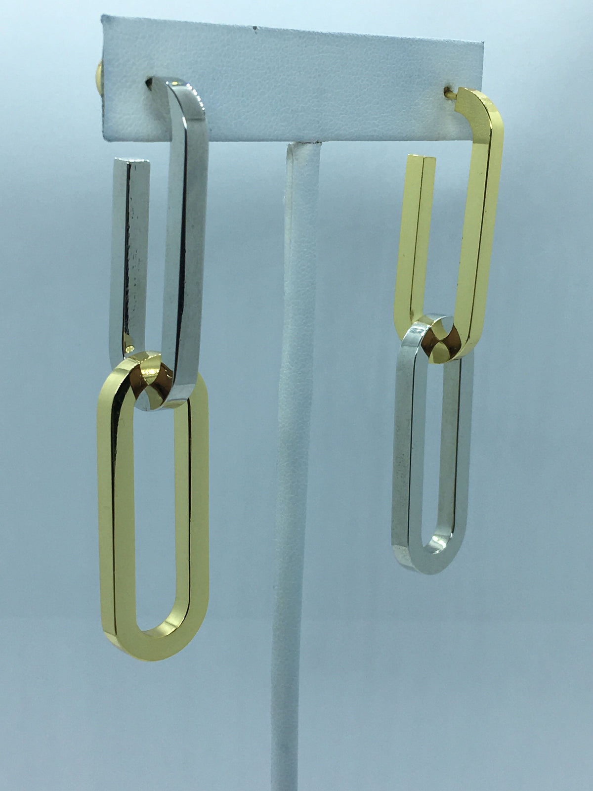 BURBERRY Silver & Gold Tone Link Earrings - Pre owned