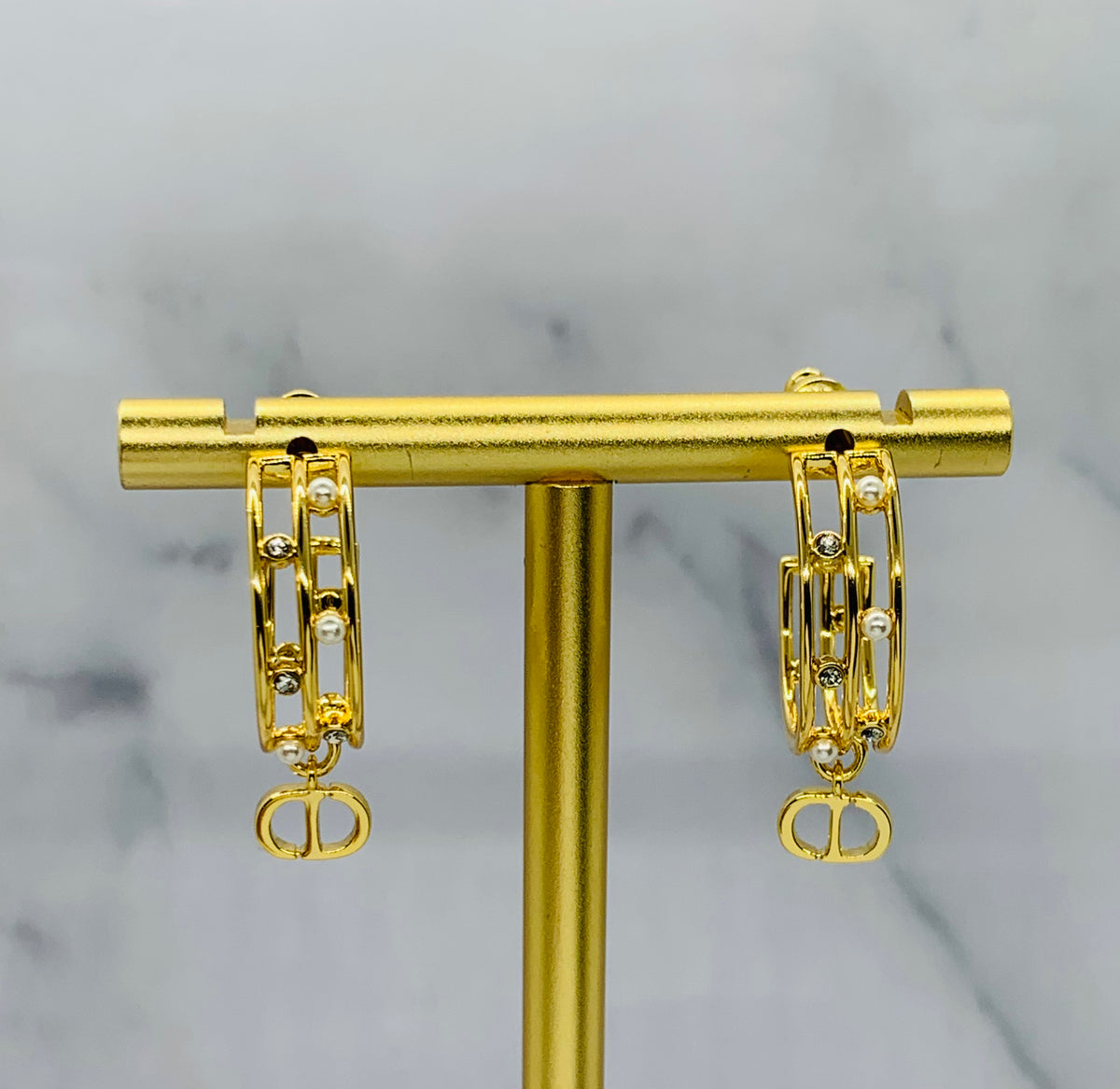 CHRISTIAN DIOR CD HOOP EARRINGS - Pre owned