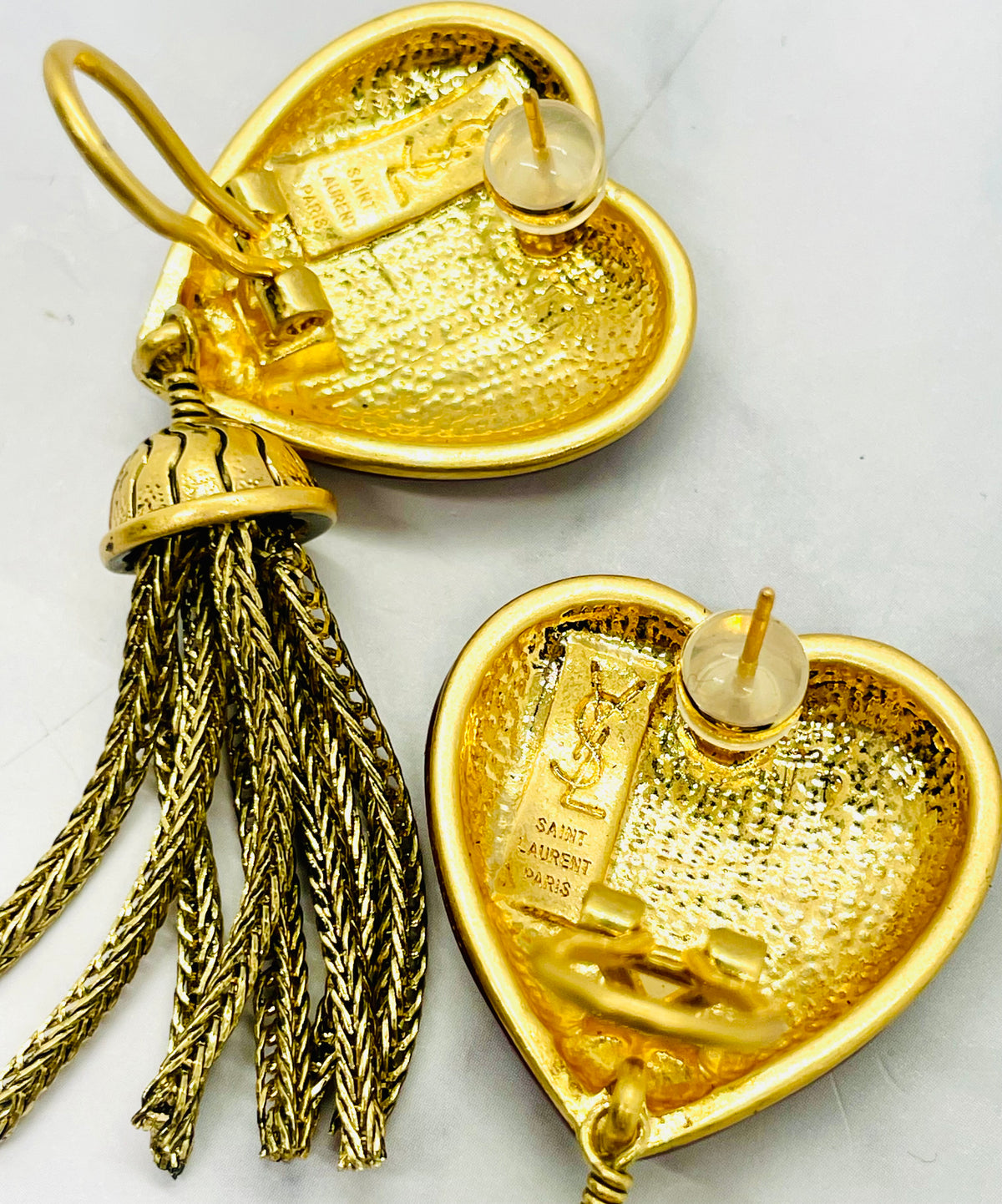 YSL YVES SAINT LAURENT Vintage Heart Tassel Earrings - Pre owned