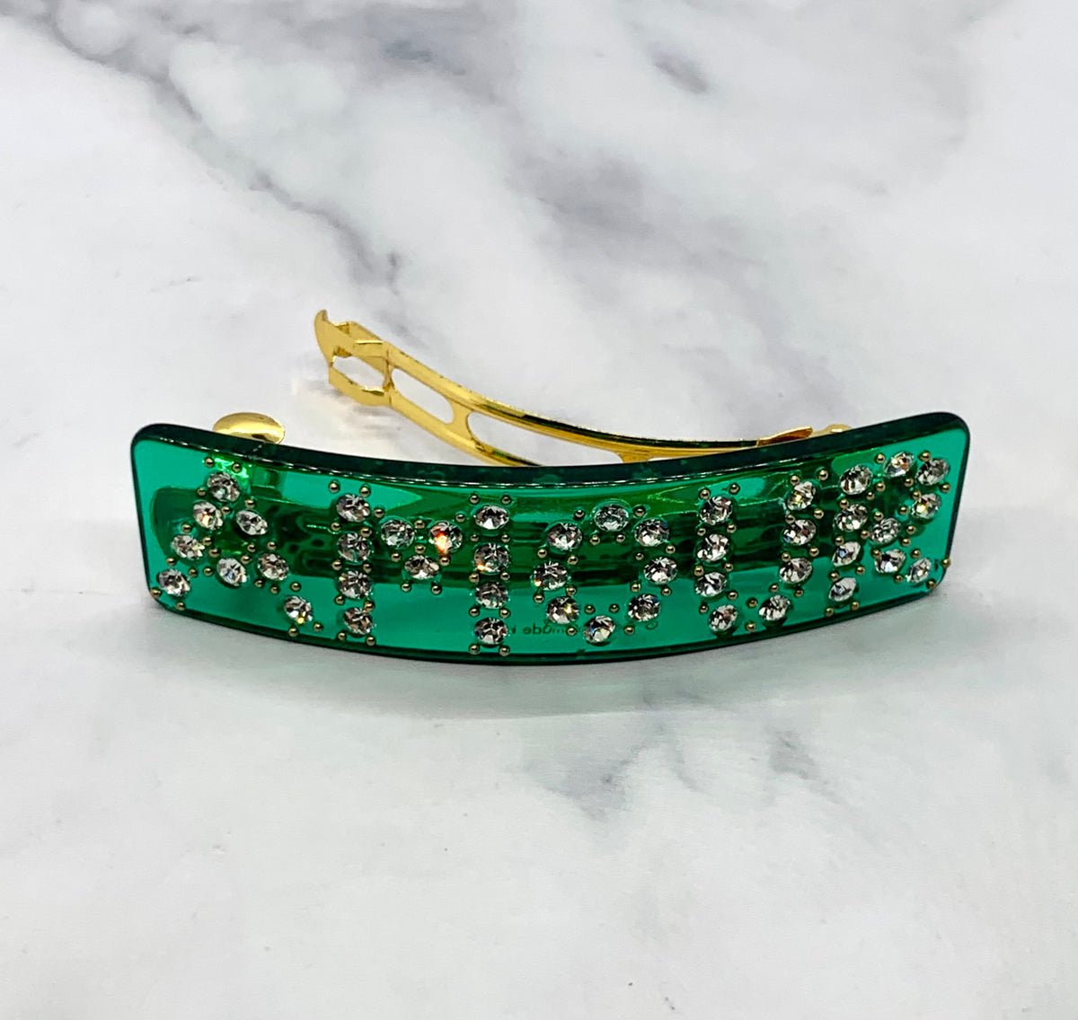GUCCI Amour Green Clear Hair Clip Barrette - Pre owned