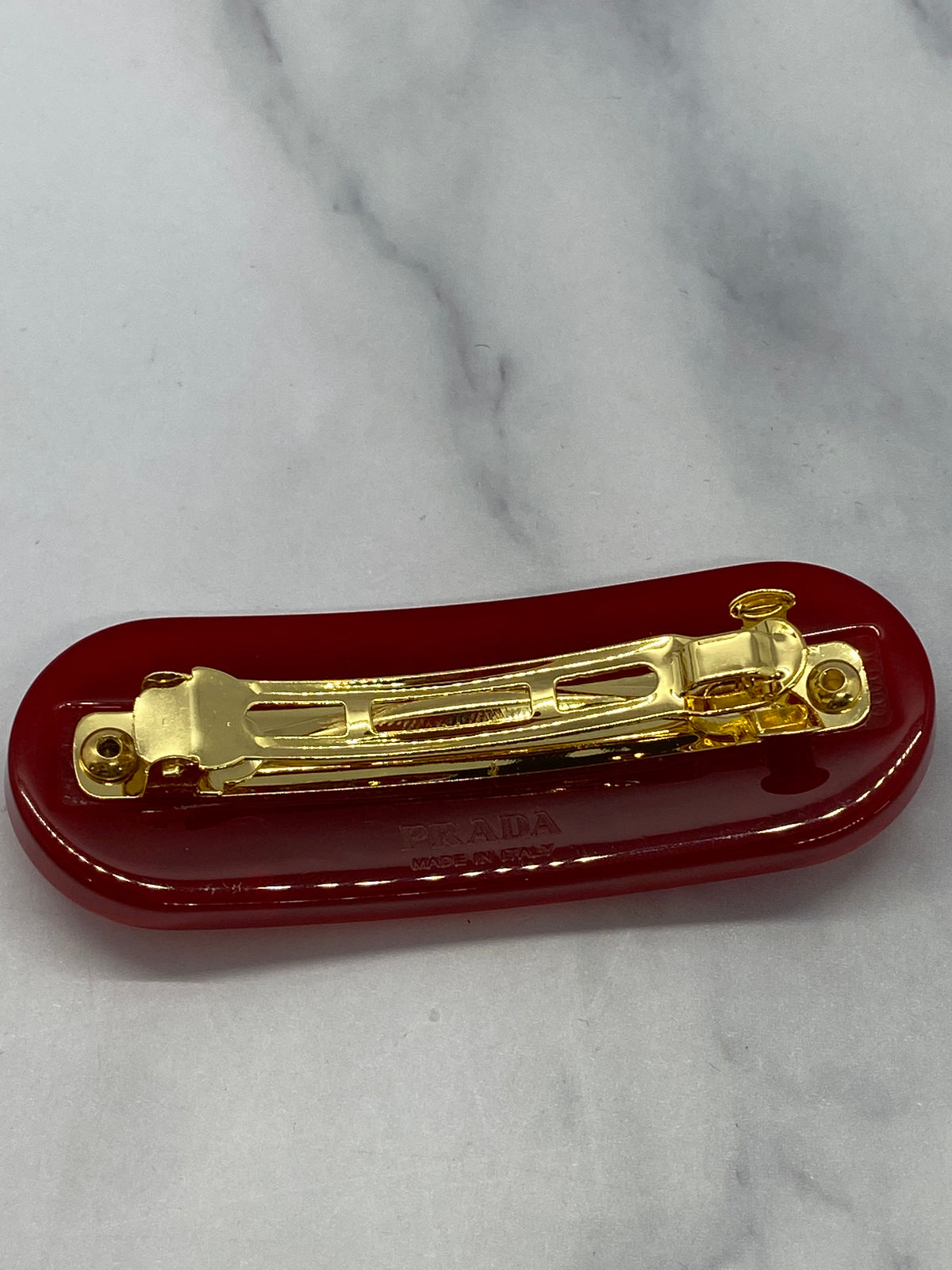 PRADA Ruby Rhinestone Acrylic Hair Clip Barrette - Pre owned
