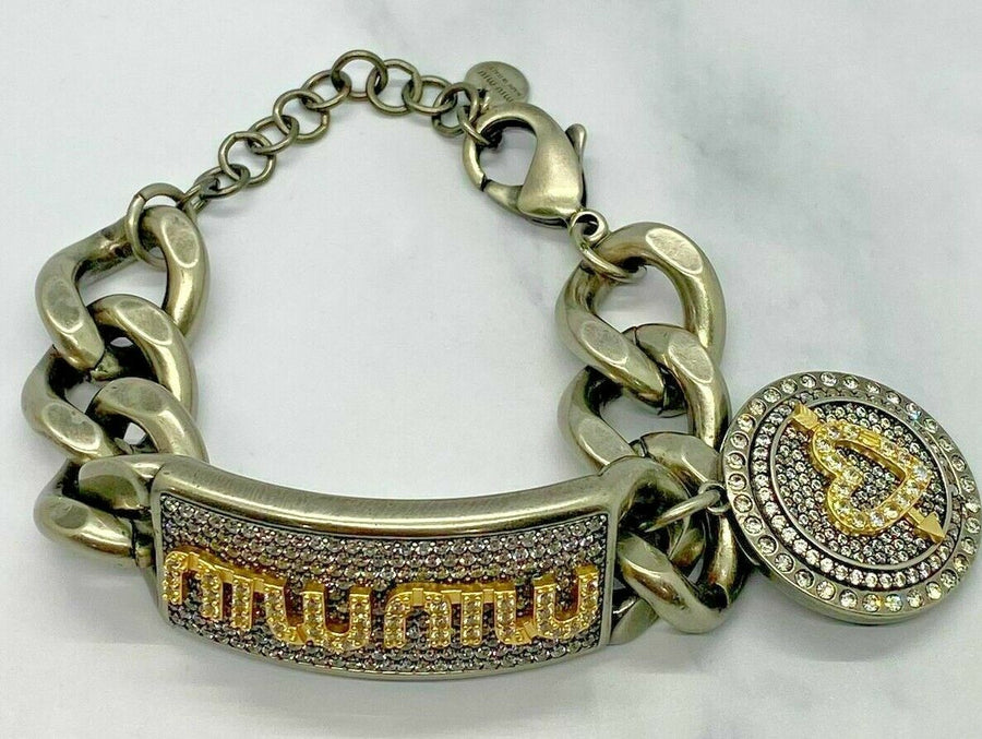 MIU MIU Pavé crystal bracelet with charm - Pre owned