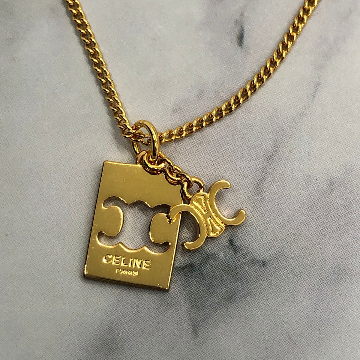 CELINE Monogram Pendant Necklace - Pre owned