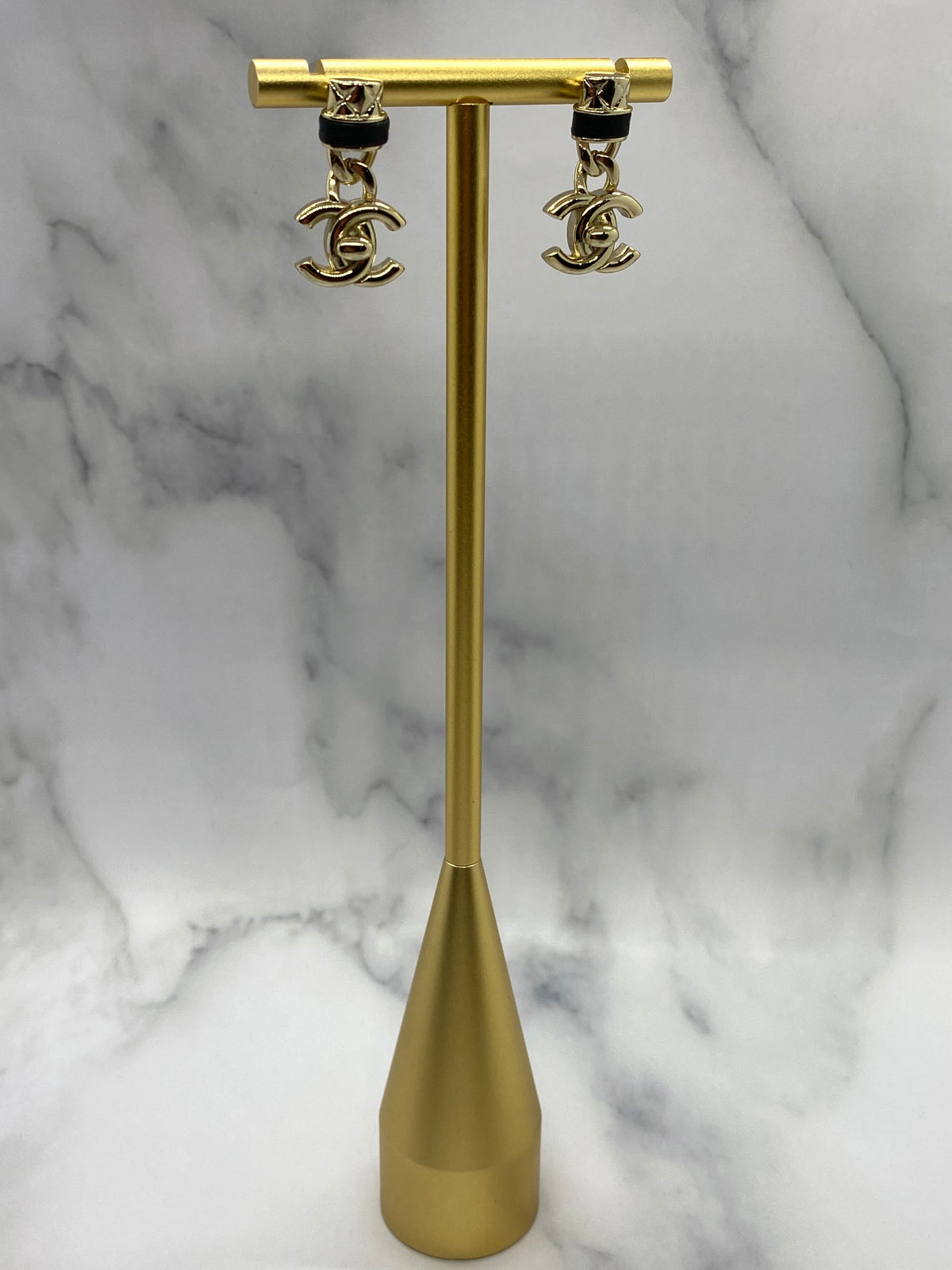 CHANEL CC Silver Tone Lock Pendant Earrings - Pre owned