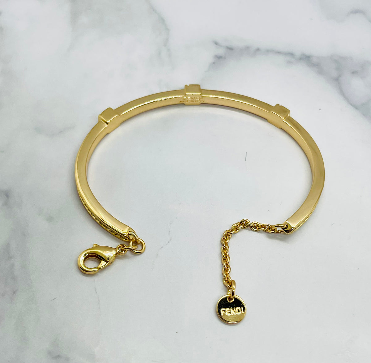FENDI FF Monogram Rhinestone Cuff Bracelet - Pre owned