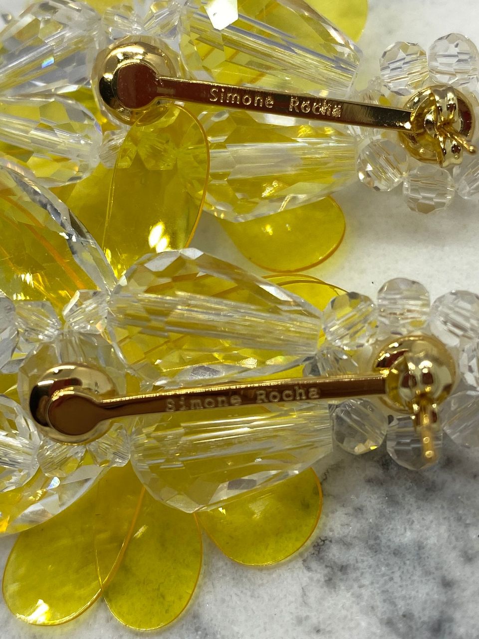 SIMONE ROCHA Yellow Plastic & Pearls Luxury Earrings - Pre owned