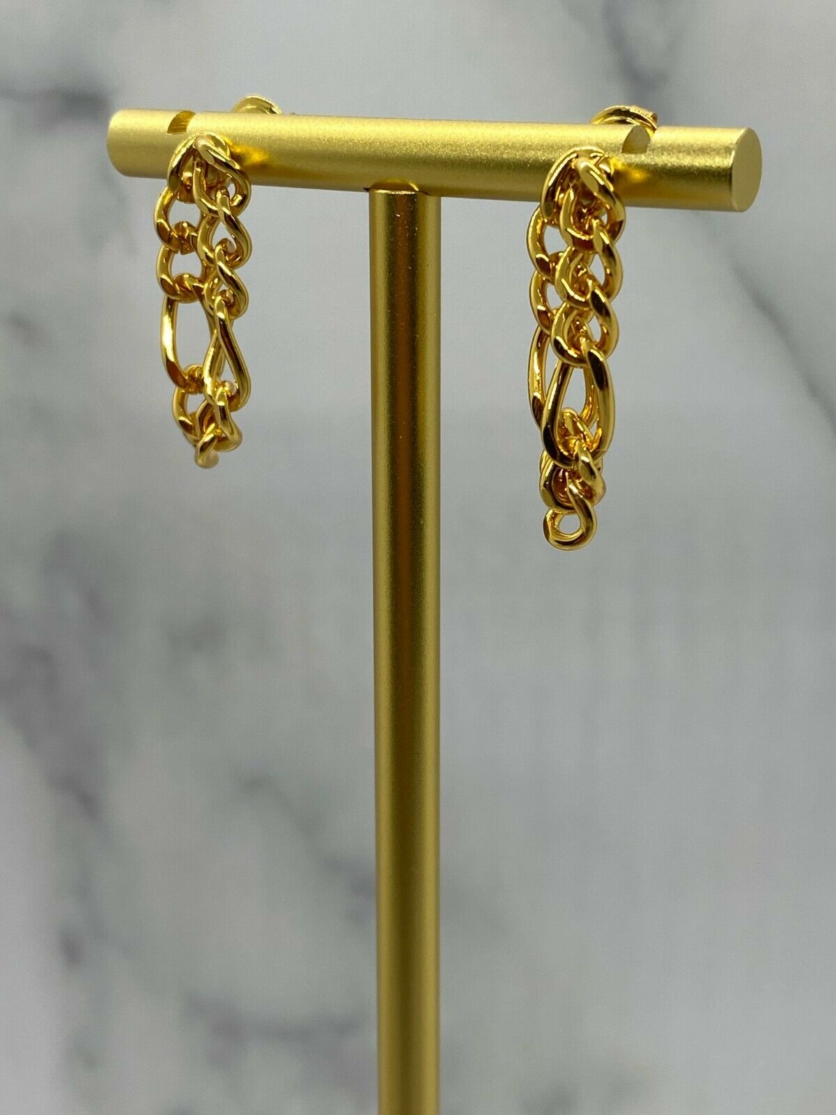 BOTTEGA VENETA Gold Tone Chain Convertible Earrings - Pre owned