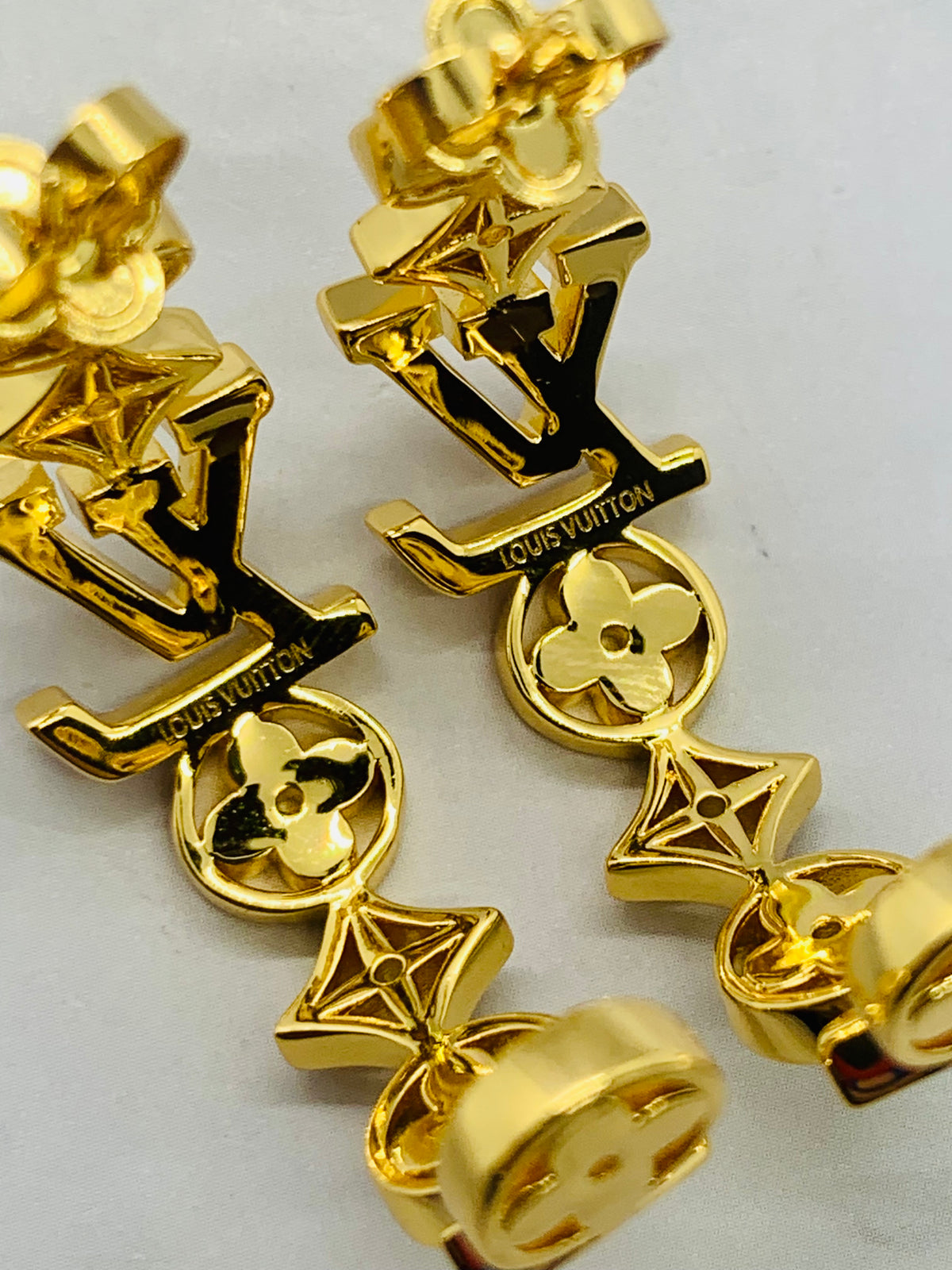 LOUIS VUITTON LV Monogram Rhinestone Hoop Earrings - USED