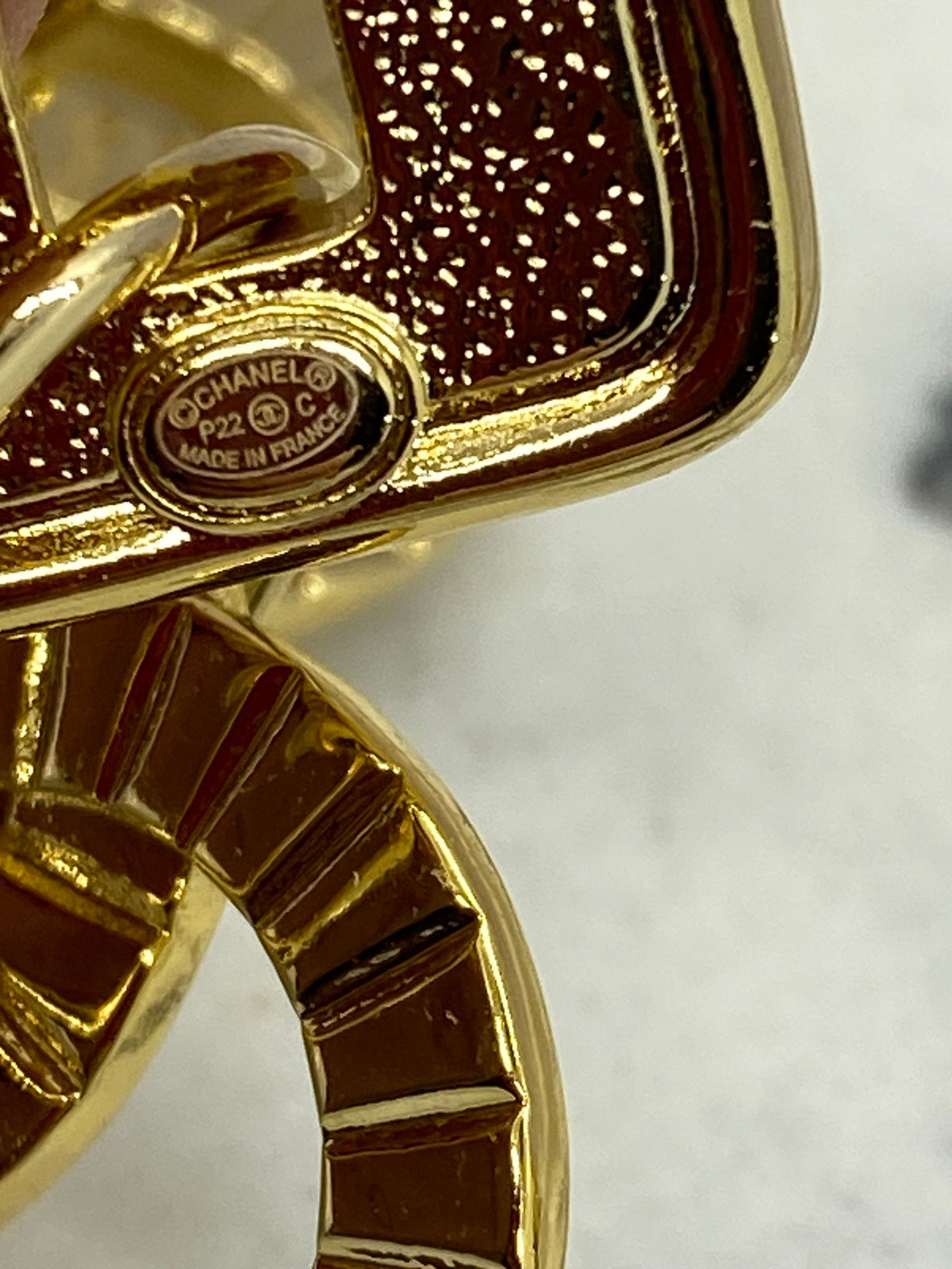 CHANEL CC Gold Tone Pendant Earrings - Pre owned