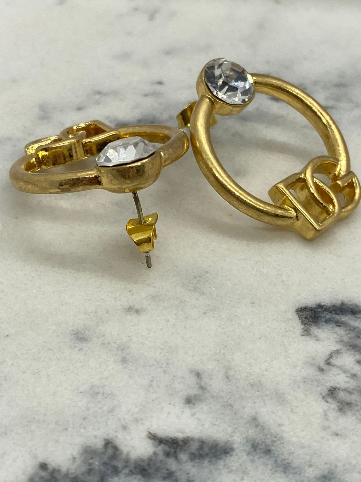 DOLCE & GABBANA D&G Rhinestone Hoop Earrings - Pre owned