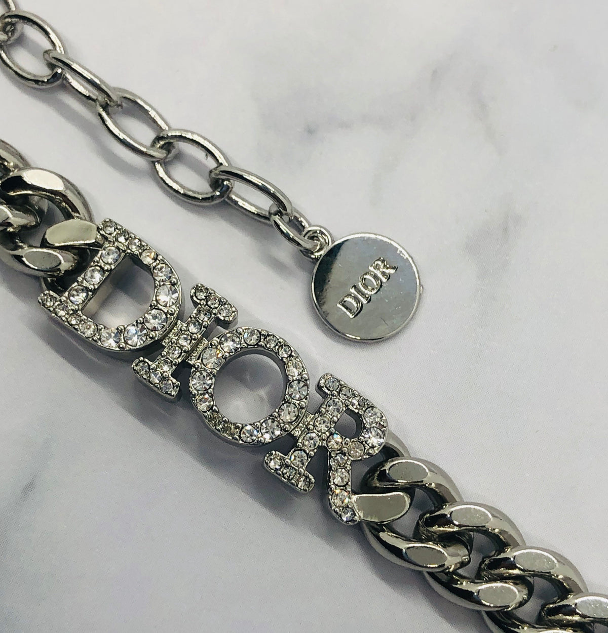 CHRISTIAN DIOR Silver Tone Rhinestone Bracelet - Pre owned