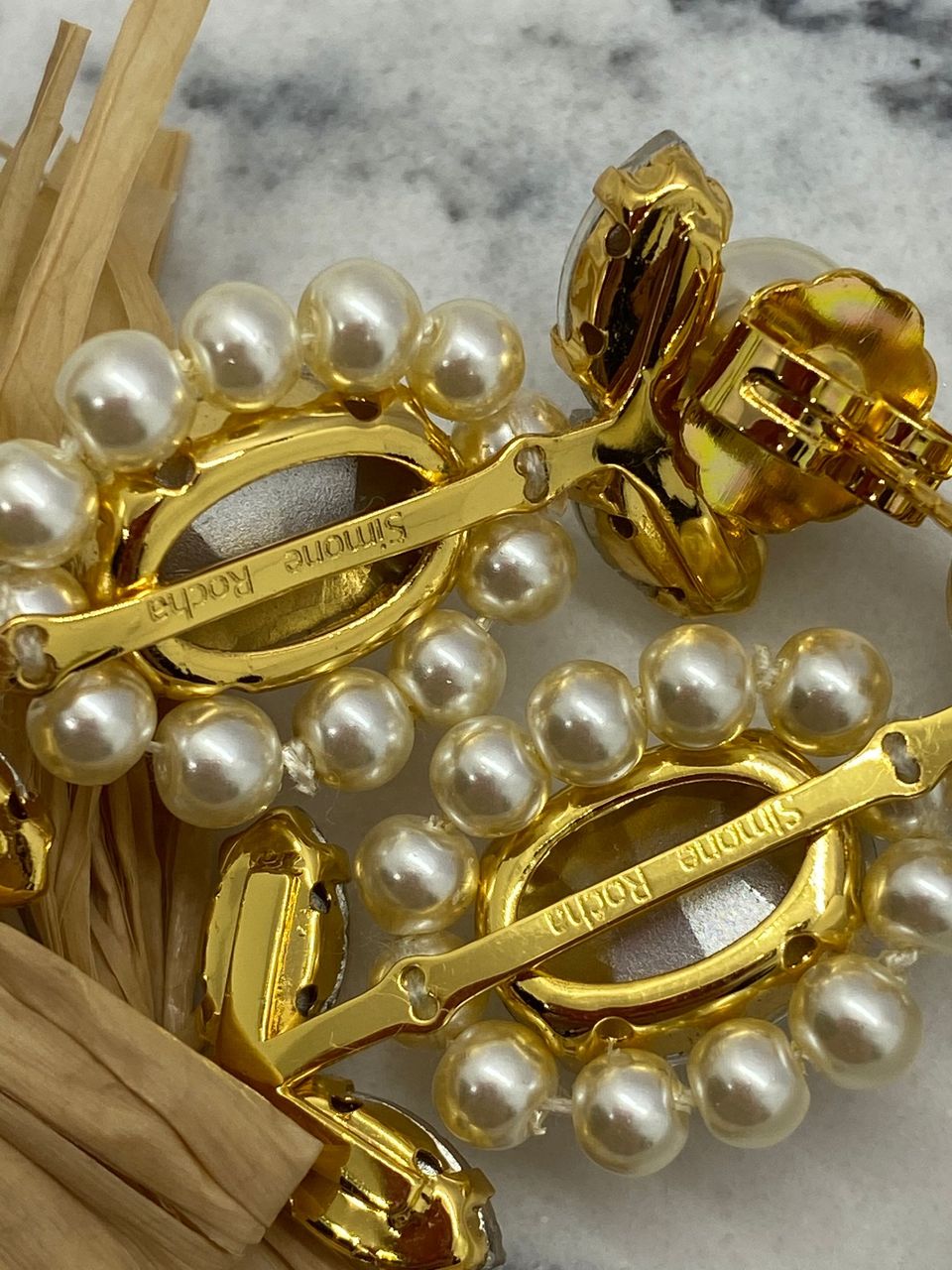 SIMONE ROCHA Bow Rhinestone & Pearl Earrings - Pre owned