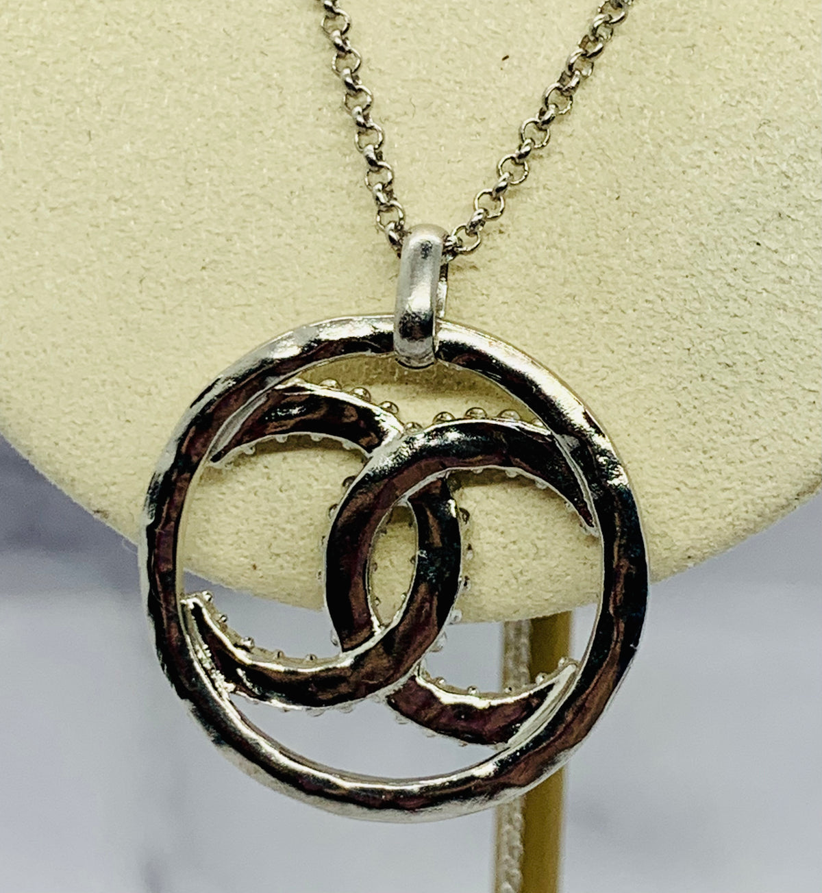 CHANEL CC Rhinestone Pendant Necklace - Pre owned