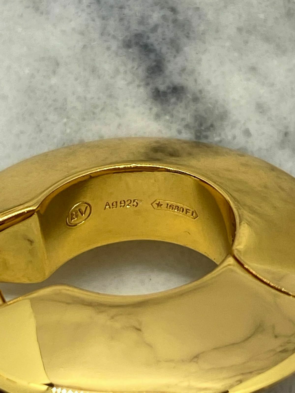 BOTTEGA VENETA Gold Tone Disc Hoop Earrings - Pre owned