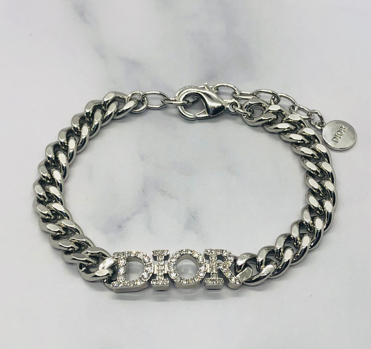 CHRISTIAN DIOR Silver Tone Rhinestone Bracelet - Pre owned