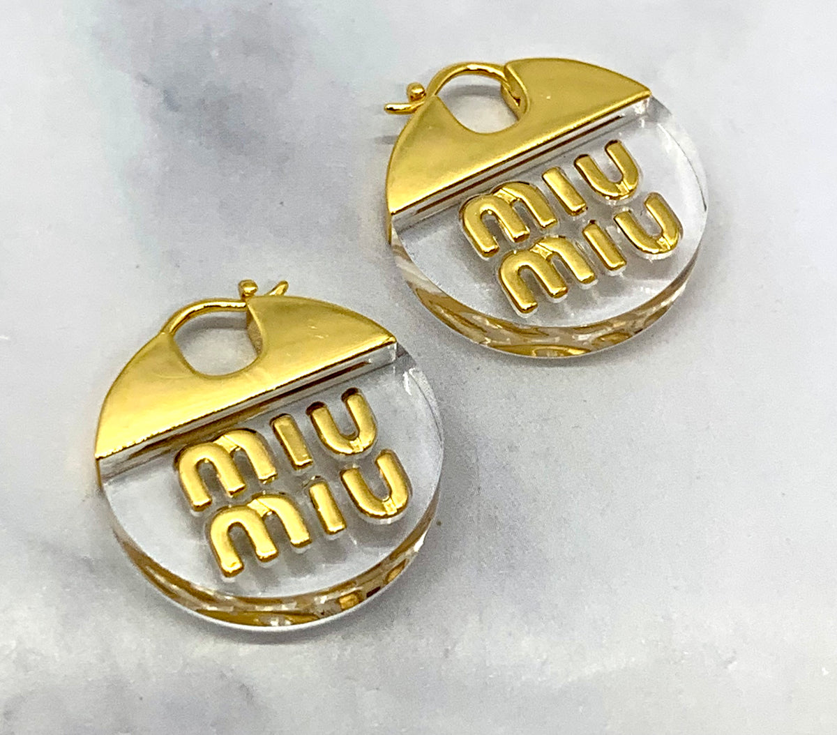 MIU MIU Clear Disc Earrings - Pre owned