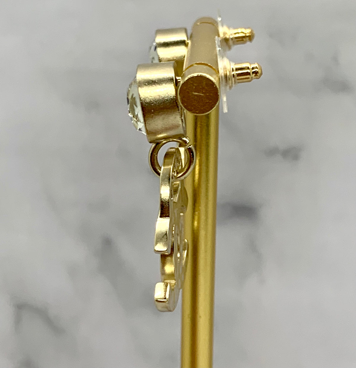 CHANEL CC Rhinestone Pendant Earrings - USED