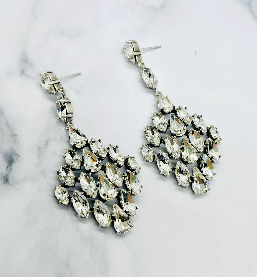 YSL YVES SAINT LAURENT Rhinestone Pendant Earrings - Pre owned