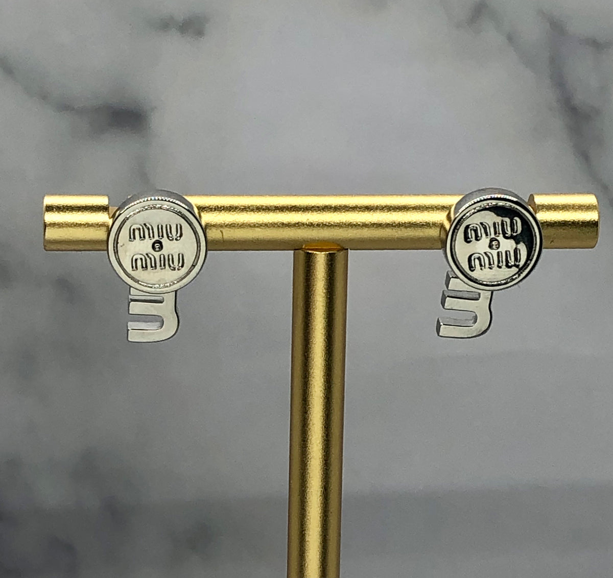 MIU MIU Silver Tone Rhinestone Earrings - Pre owned