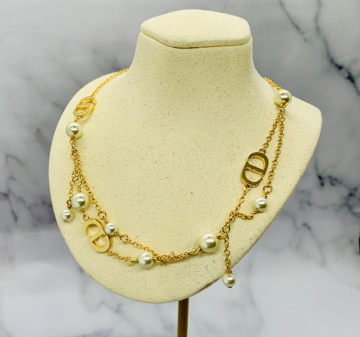 CHRISTIAN DIOR CD Pearl Statement Necklace - Pre owned