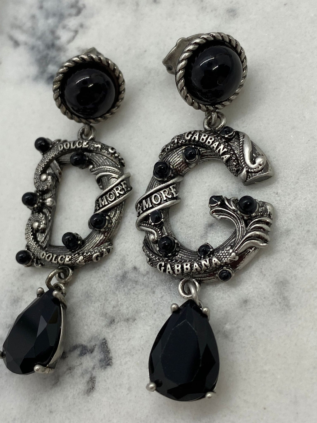DOLCE & GABBANA D&G Black Pendant Earrings - USED