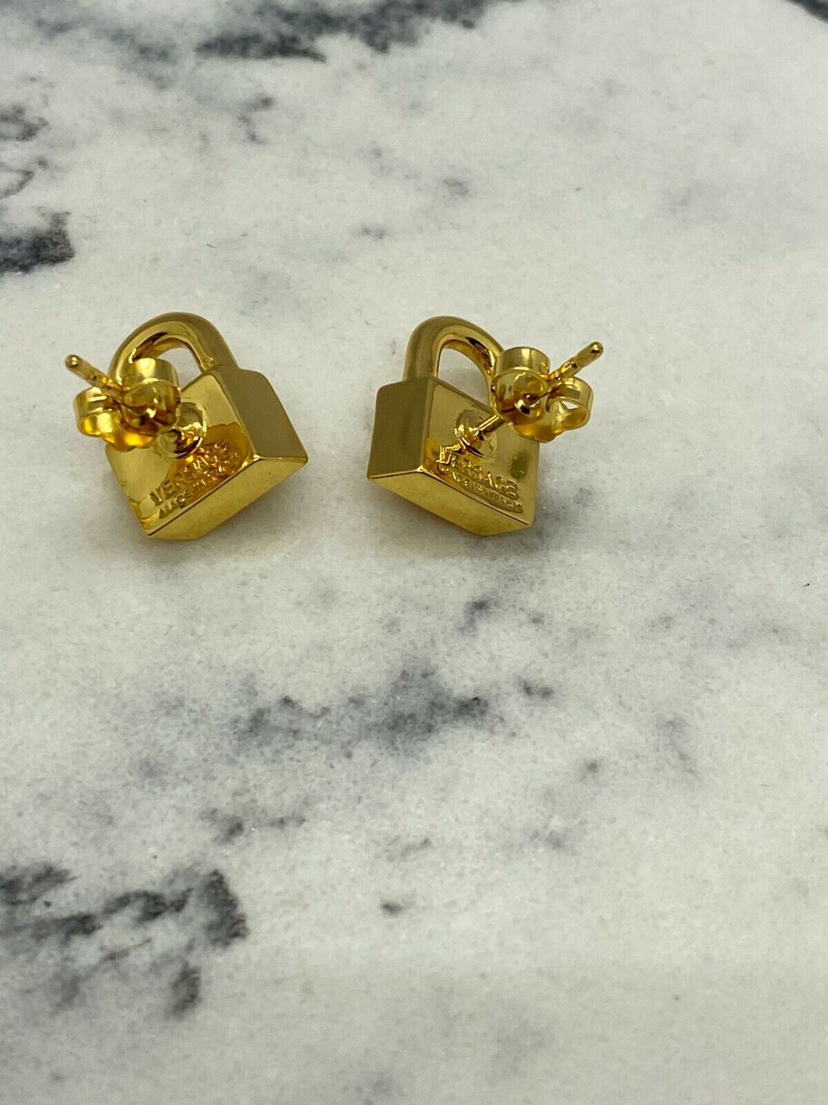 VERSACE Medusa Lock Gold Tone Earrings - Pre owned