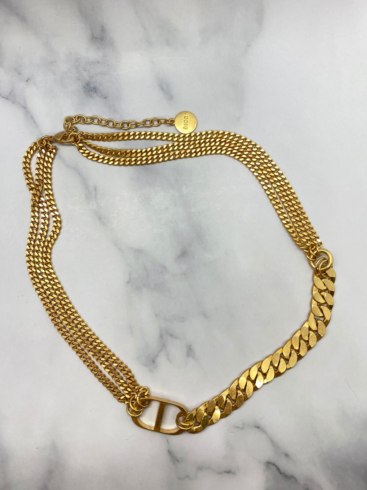 CHRISTIAN DIOR CD Gold Tone Statement Necklace - Pre owned