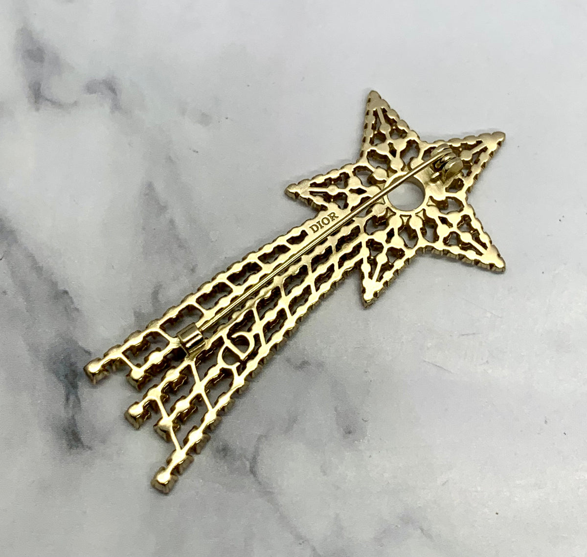 CHRISTIAN DIOR CD Rhinestone Shooting Star Brooch Pin - Pre owned
