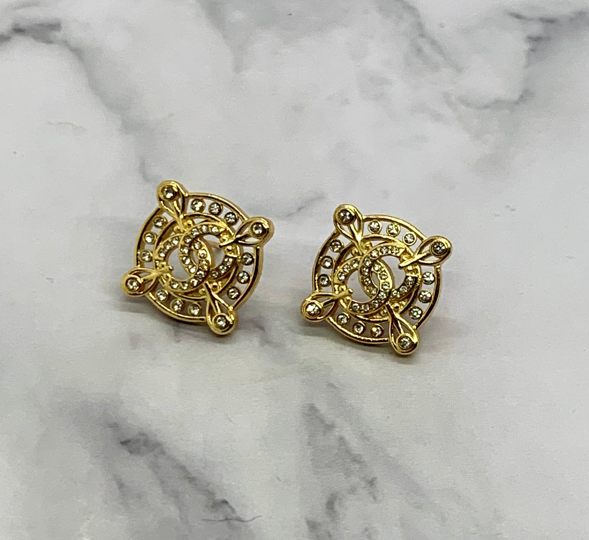 CHANEL CC Monogram Earrings - Pre owned