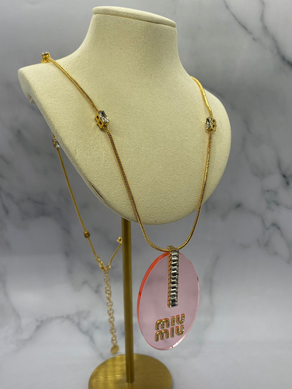 MIU MIU Pink Acrylic Rhinestone Necklace - Pre owned