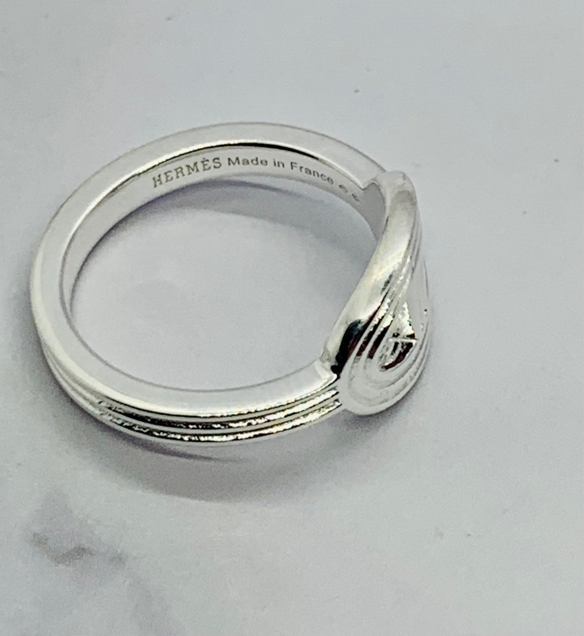 HERMES Silver Chain Ring Size 7 M - USED