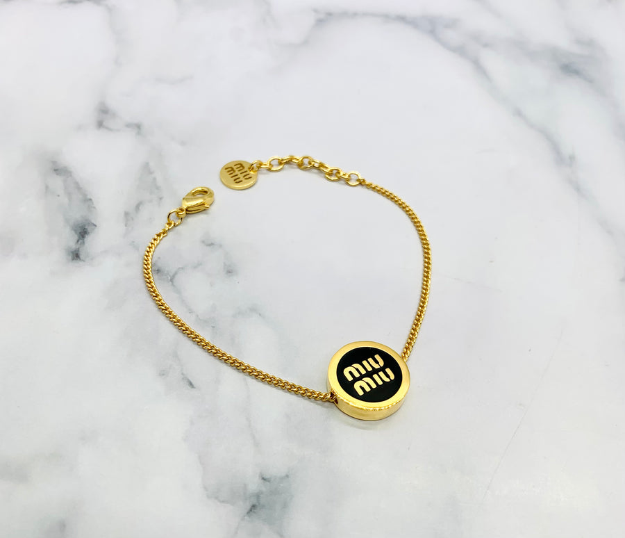 MIU MIU Black Disc Charm Bracelet - Pre owned