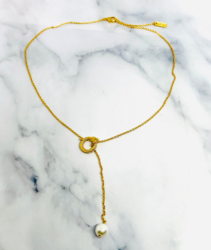 CHLOE Pearl Lariat Statement Necklace - Pre owned