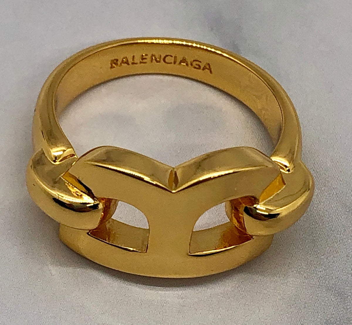 BALENCIAGA B Gold Tone Ring size 7 M - Pre owned
