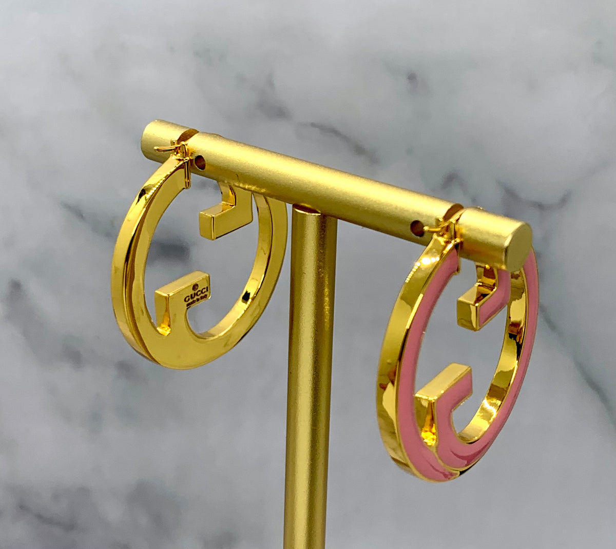 GUCCI GG Pink Hoop Earrings - Pre owned