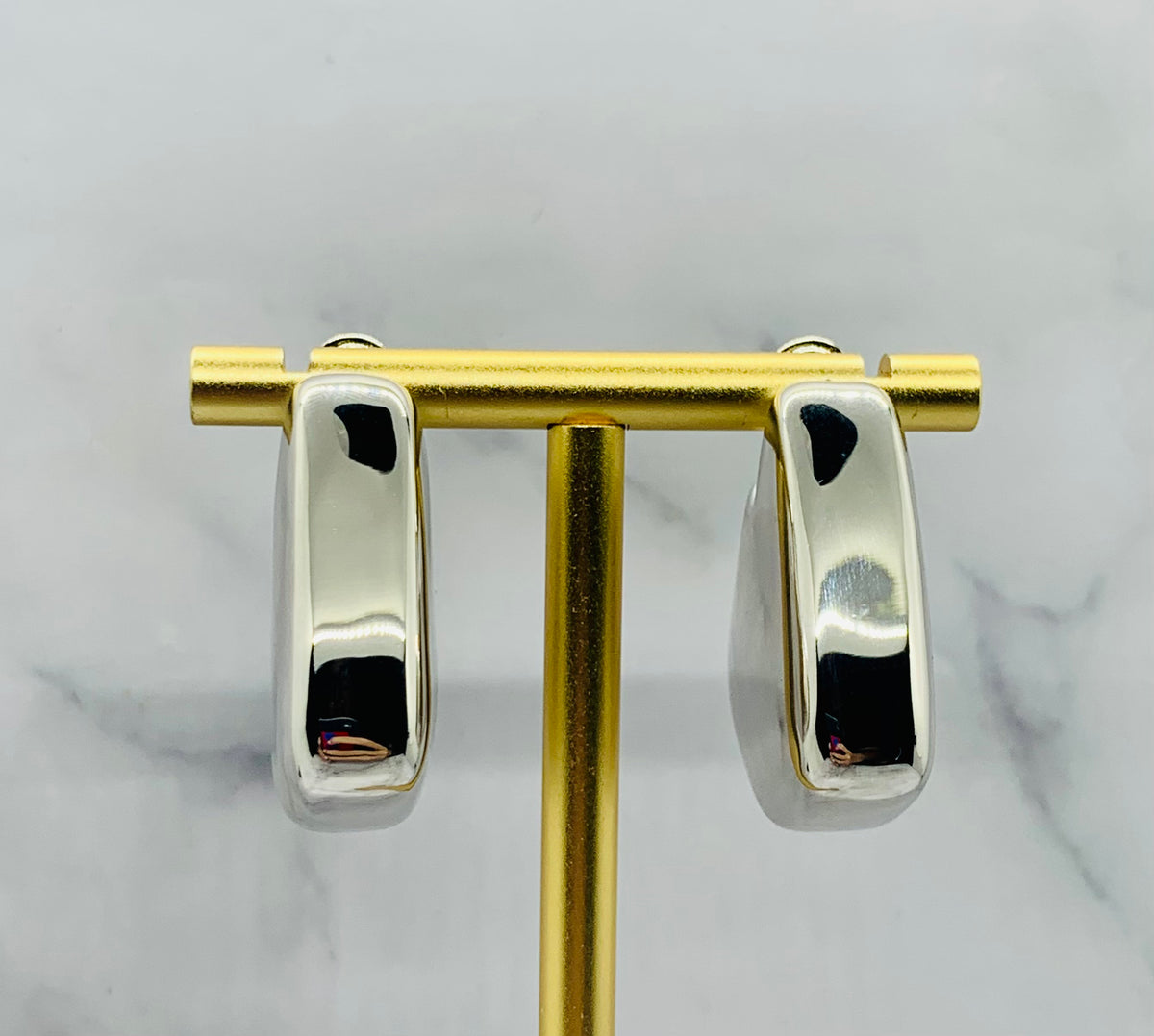 BOTTEGA VENETA Silver Tone Pendant Earrings - Pre owned
