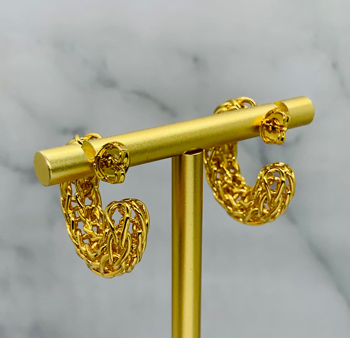 BOTTEGA VENETA Gold Tone Hoop Earrings - Pre owned