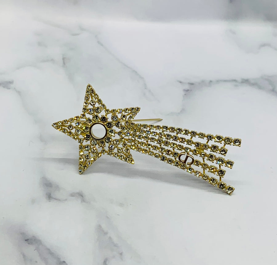 CHRISTIAN DIOR CD Rhinestone Shooting Star Brooch Pin - Pre owned