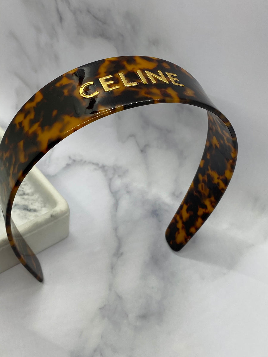 CELINE Tortoise Plastic Headband Hair Accessory - Pre owned