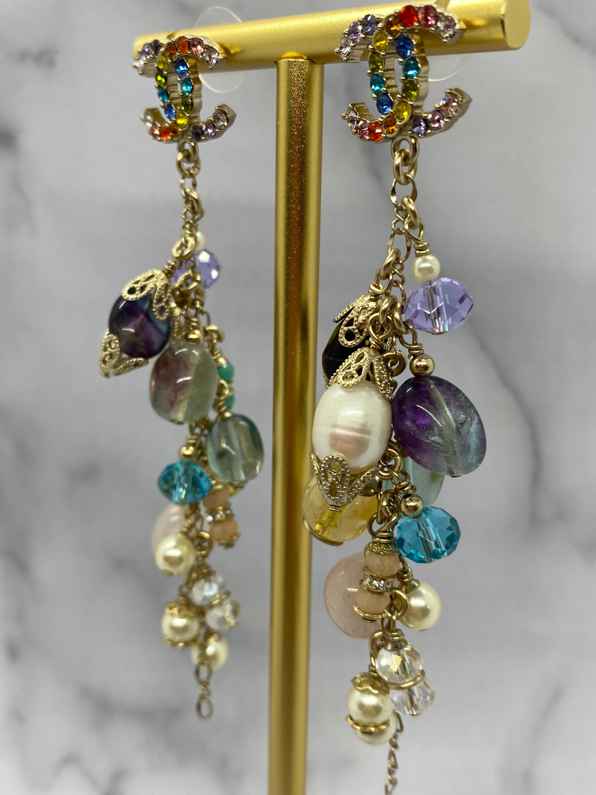CHANEL CC Beaded Vintage Earrings - USED